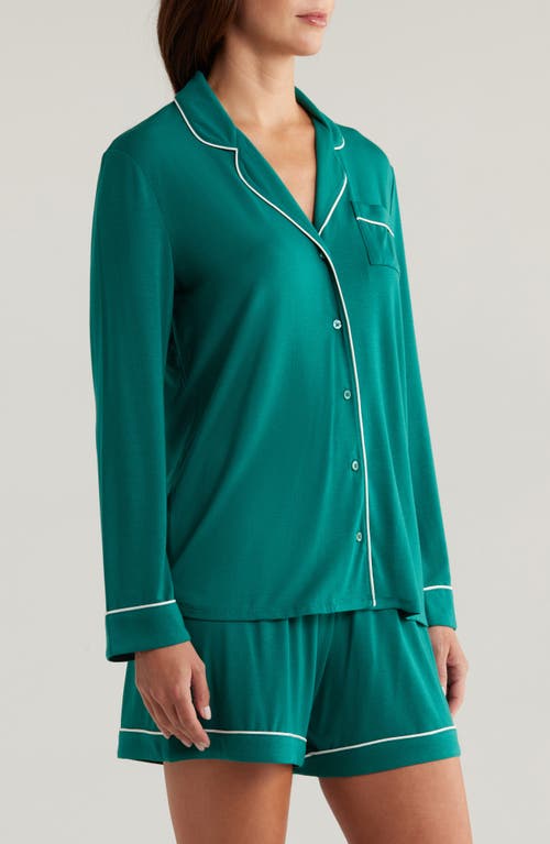 Shop Nordstrom Moonlight Eco Long Sleeve Short Pajamas In Green Storm