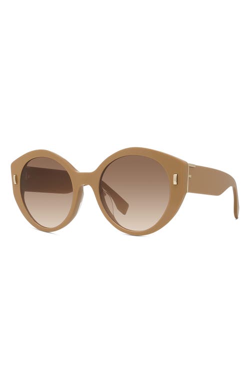 Shop Fendi ' First 53mm Square Sunglasses In Shiny Beige/gradient Brown