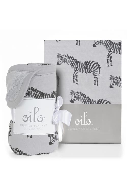 Oilo Zebra Cuddle Blanket & Fitted Crib Sheet Set in Gray at Nordstrom