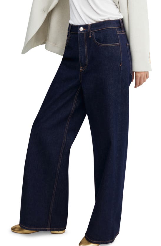 Mango Low Rise Wide Leg Jeans In Open Blue