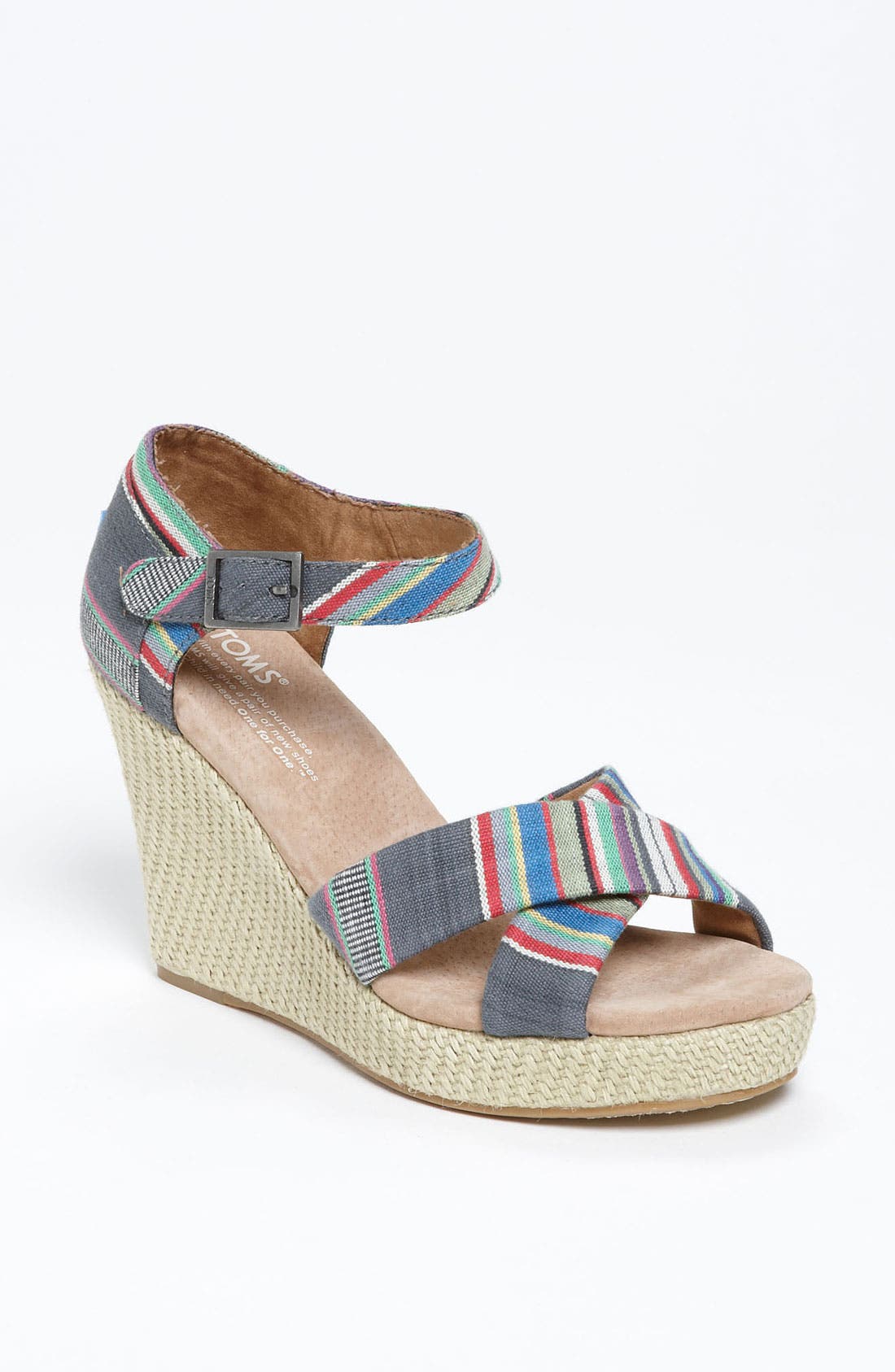 TOMS Denim Stripe Wedge Sandal Nordstrom