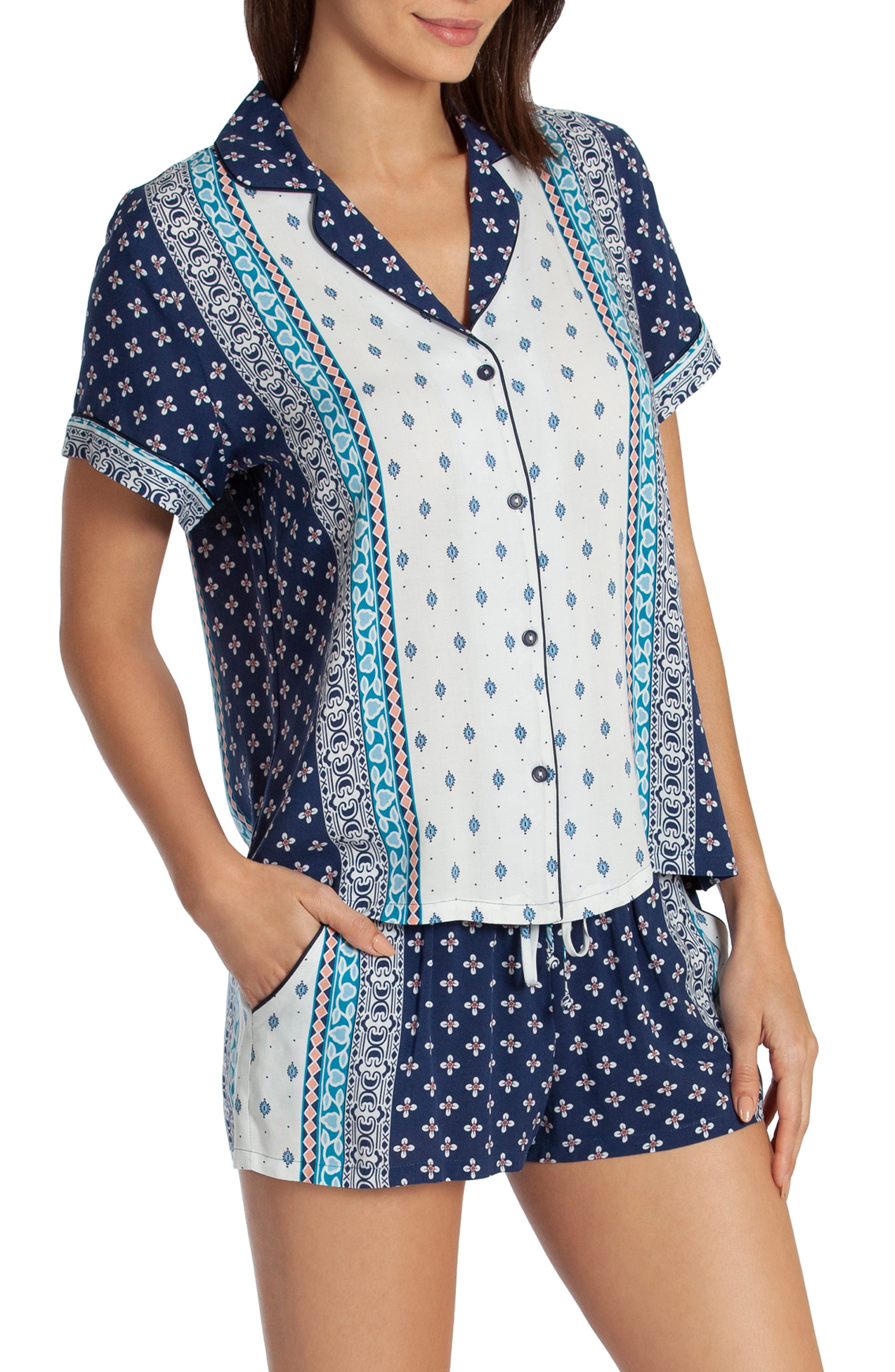 In Bloom By Jonquil Satin Short Pajamas, Blue