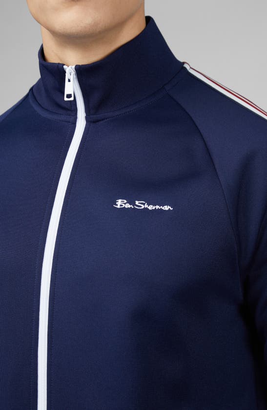 Shop Ben Sherman Taped Tricot Track Jacket In Marine