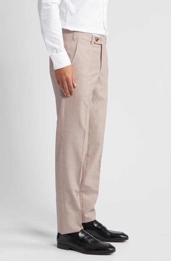 Shop Ted Baker Jerome Trim Fit Soft Constructed Flat Front Wool & Silk Blend Dress Pants In Coral