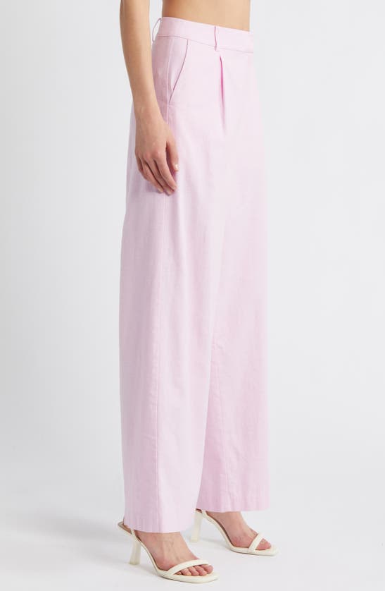 Shop Open Edit Wide Leg Linen Blend Pants In Pink Pirouette