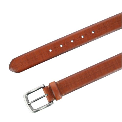 Trafalgar Men's Caelen Plaid Embossed Leather Belt In Brown