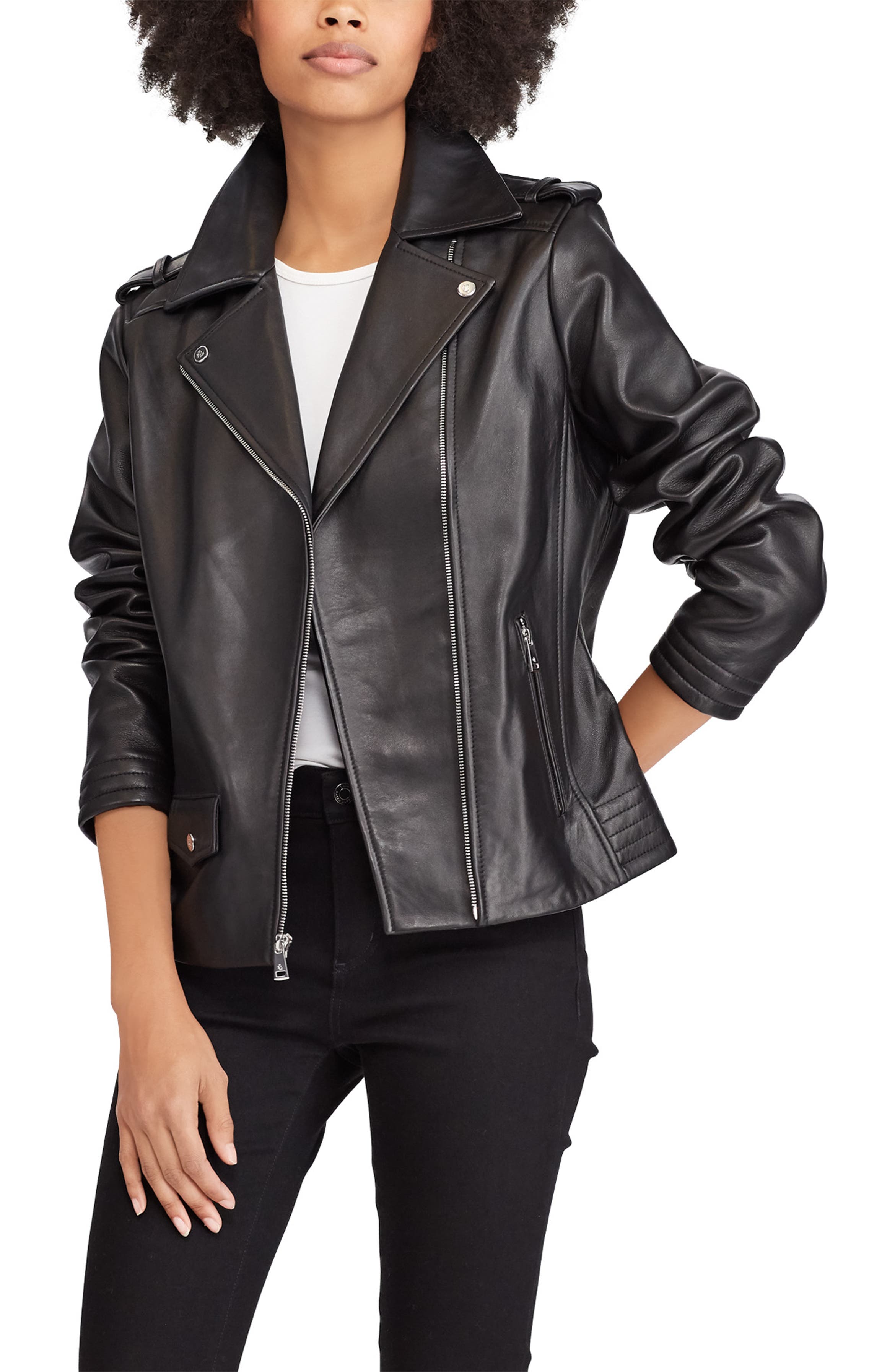 Lauren Ralph Lauren Leather Moto Jacket | Nordstrom