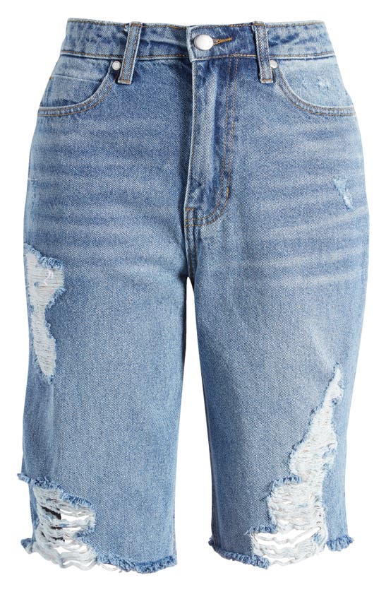Shop Ptcl Ripped High Waist Cutoff Denim Shorts In Indigo