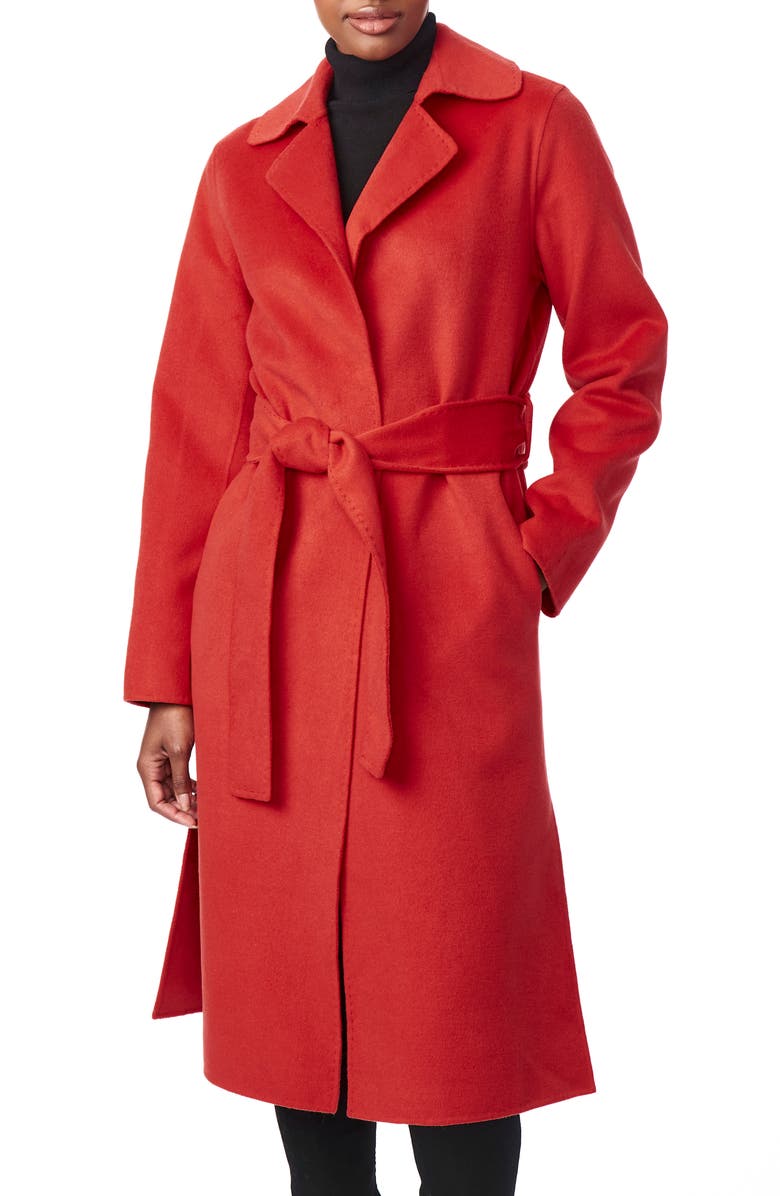 BERNARDO Belted Long Coat, Main, color, RED
