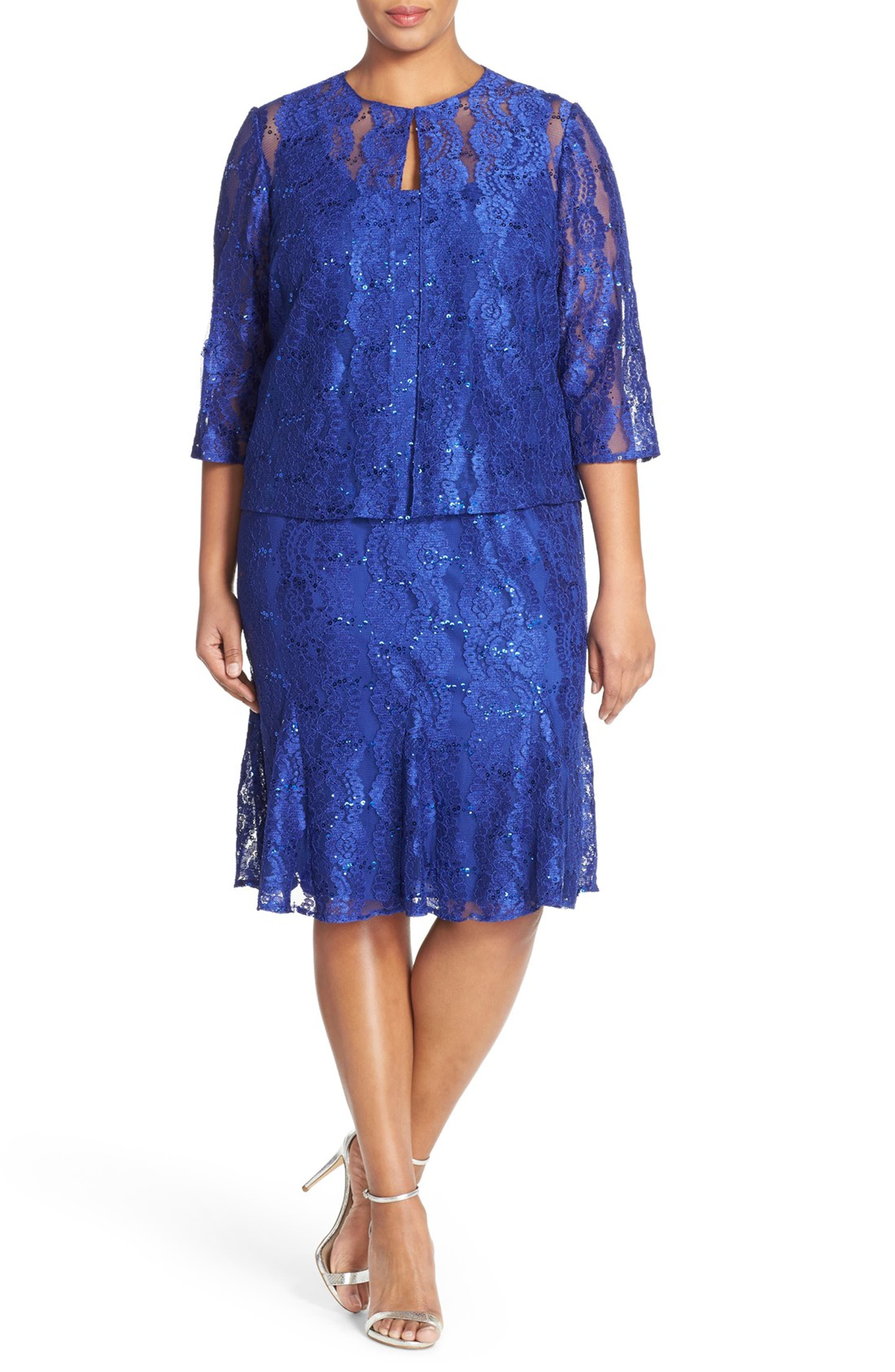 Alex Evenings Sequin Lace Fit And Flare Dress With Illusion Jacket Plus Size Nordstrom