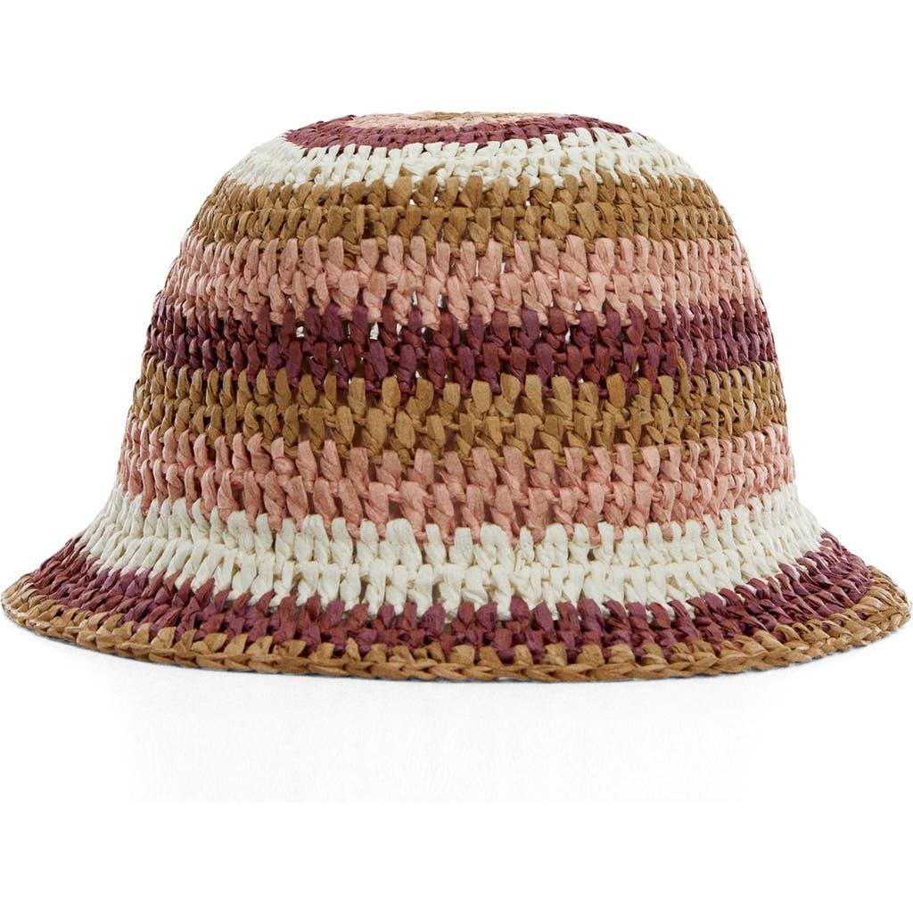 Mango Stripe Woven Straw Bucket Hat In Multi