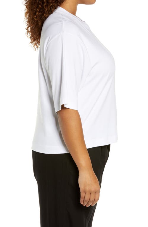 Shop Vince Wide Sleeve Pima Cotton Crop Top In Optic White