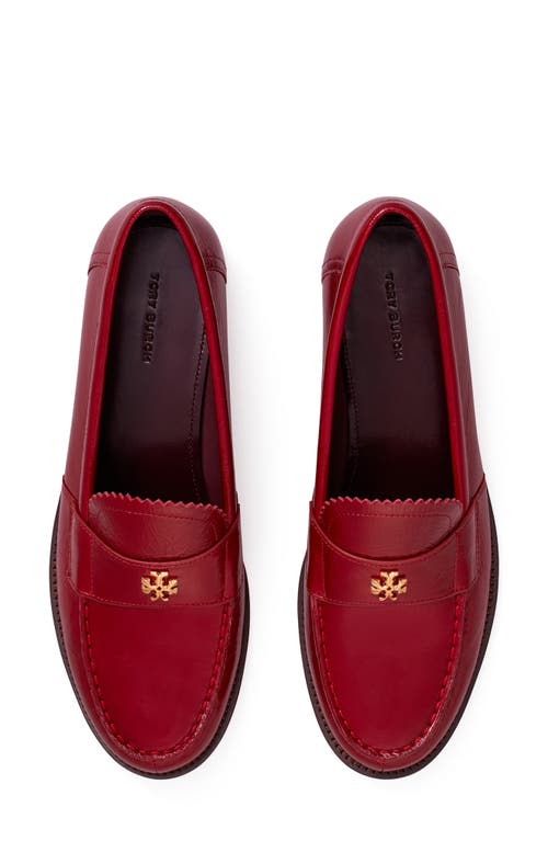 Tory Burch Classic Leather Medallion Loafers In Crimson Red