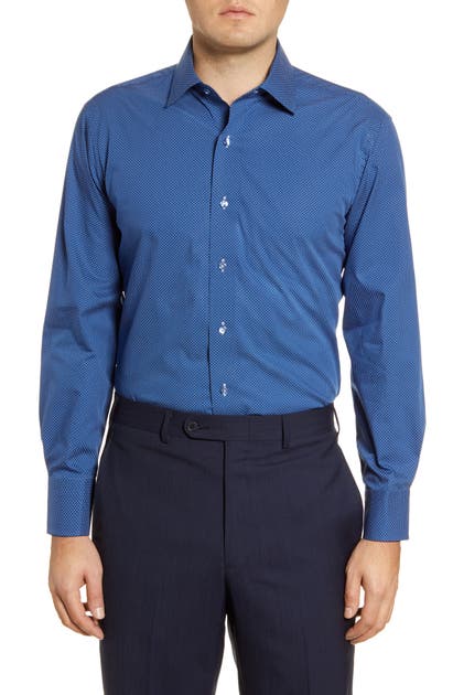 LORENZO UOMO TRIM FIT DOT PRINT DRESS SHIRT,NF9F186