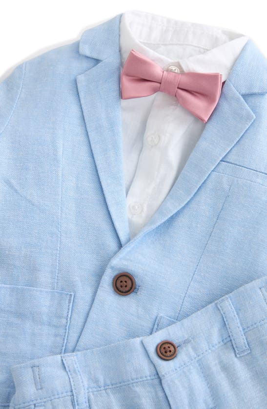 Shop Next Kids' Short Sleeve Button-up Shirt, Blazer & Shorts Suit Set In Blue