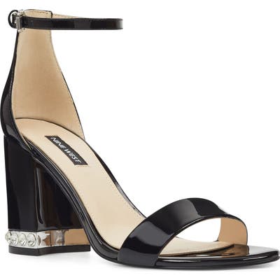 Nine West Abigail Crystal Embellished Ankle Strap Sandal- Black