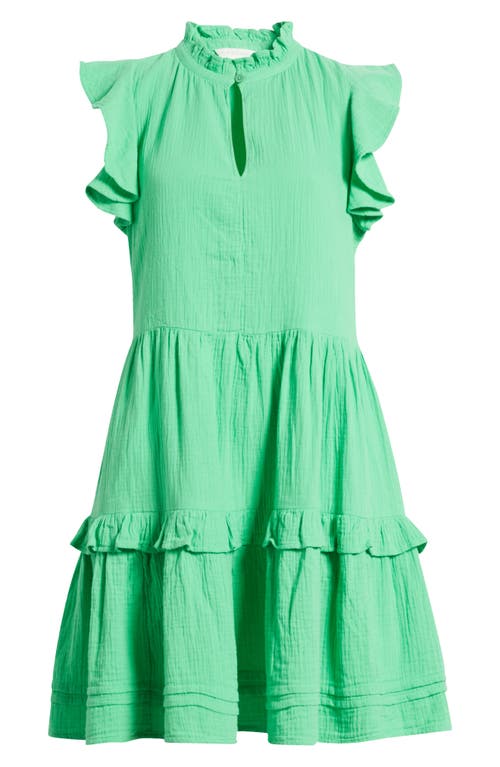 Shop Caslonr Caslon(r) Ruffle Duo Cotton Gauze Dress In Green Celtic