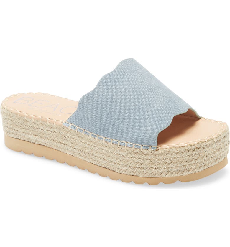 BEACH BY MATISSE Palm Platform Slide Sandal, Main, color, BLUE FABRIC