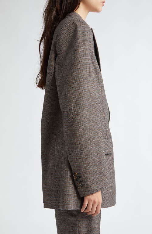 Shop Stella Mccartney Microhoundstooth Check Oversize Wool Blazer In 2425 - Camel/grey