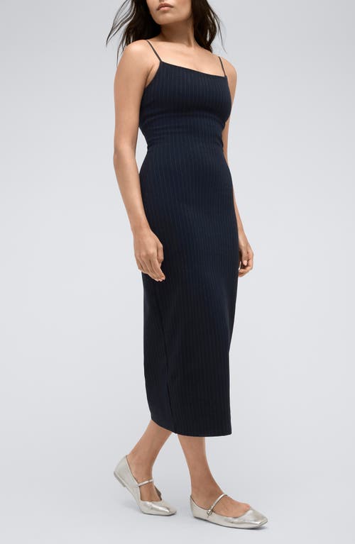 Kenneth Cole Stripe Midi Slipdress In Dark Navy/grey