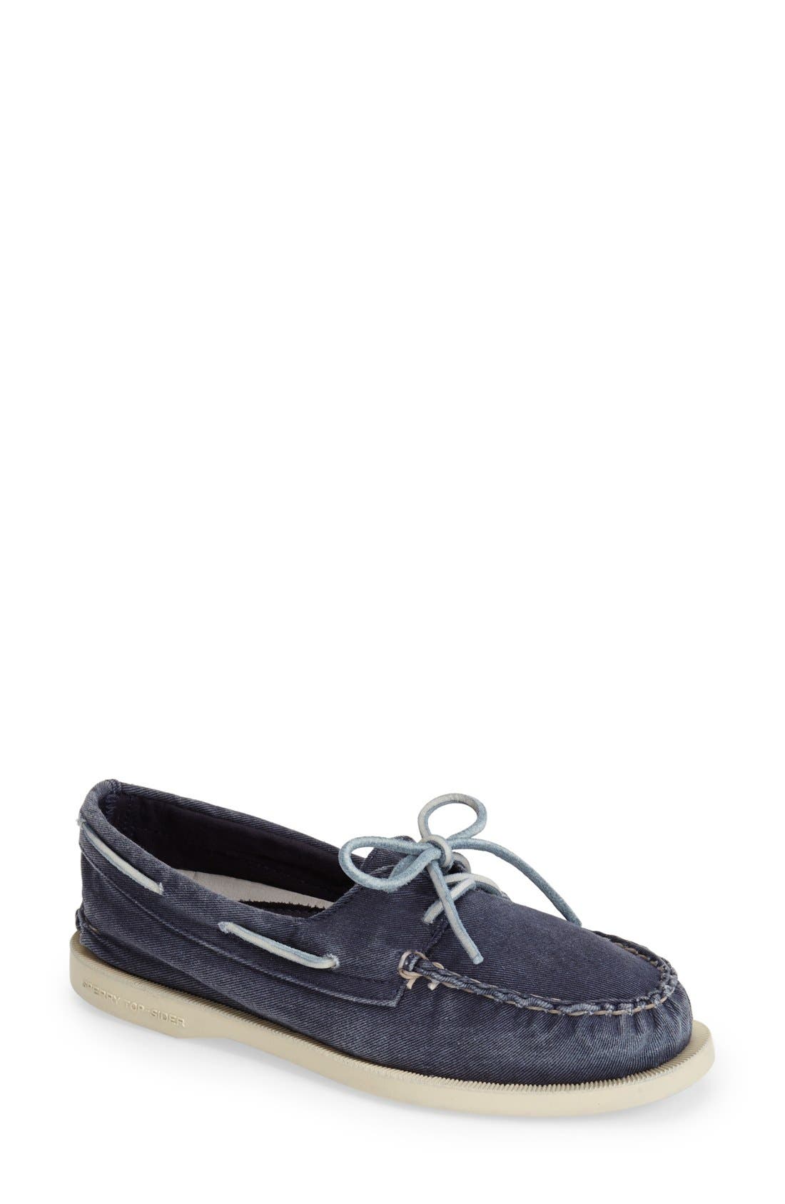 Sperry 'Authentic Original' Washed Canvas Boat Shoe (Women) Nordstrom