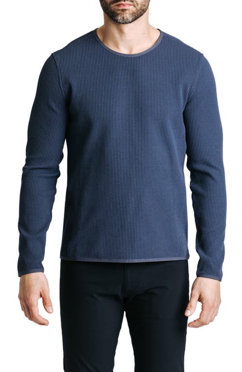 Venture Waffle Performance Crewneck Sweatshirt in Blue Grey