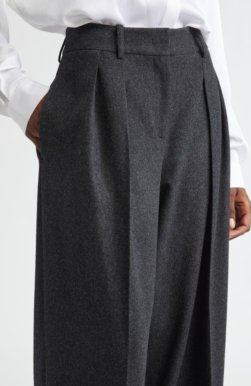 Michael Kors Pleated Wool Stretch Flannel Baggy Pants In Charcoal Melange