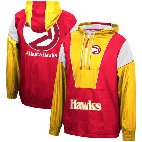 Men's Mitchell & Ness Black/White Atlanta Hawks Team Origins Satin  Full-Snap Varsity Jacket 