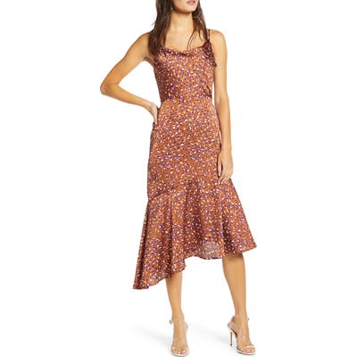 J.o.a. Cowl Neck Asymmetrical Dress, Brown