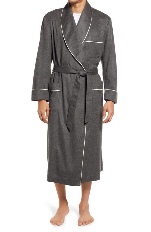 Shop Majestic International Woven Cashmere Robe In Fog W/cream Braid