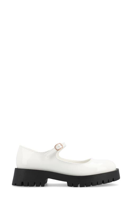 Journee Collection Kamie Mary Jane Platform Flat In Patent/white