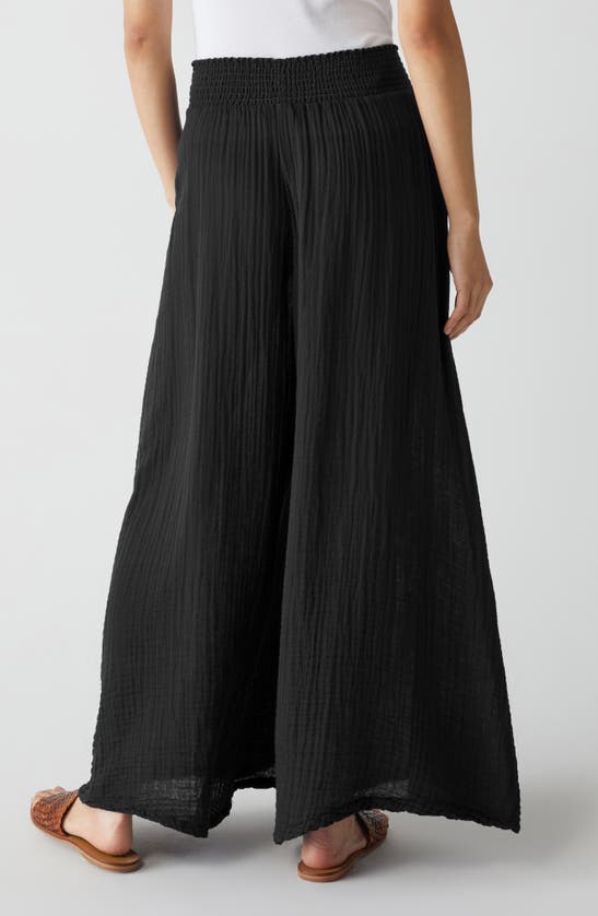 Shop Michael Stars Simba Smocked Waist Wide Leg Pants In Black