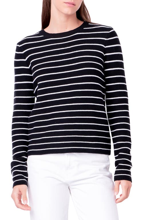 English Factory Stripe Crewneck Sweater In Black/white