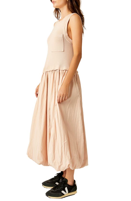 Shop Free People Calla Lilly Mixed Media Cotton Dress In Sandstone