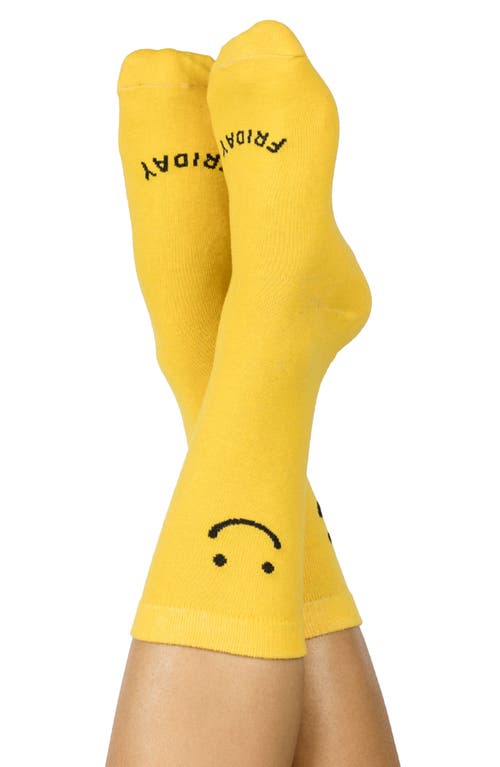 Shop Doiy Monday-friday Pack Of 2 Crew Socks In Grey/yellow