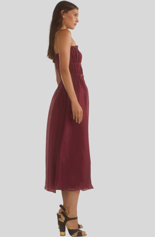 Shop Cynthia Rowley Buckle Up Silk Organza Dress In Burgundy