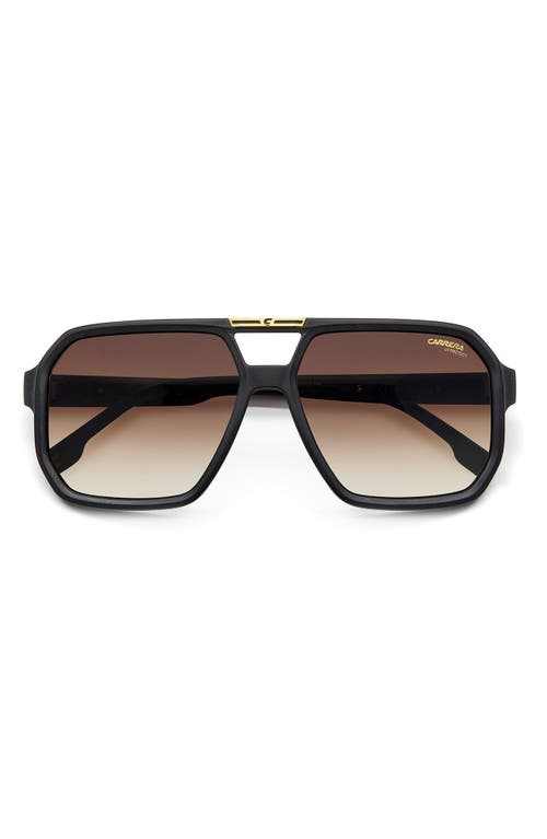 Shop Carrera Eyewear Victory 60mm Gradient Aviator Sunglasses In Matte Black/brown Shaded Ar