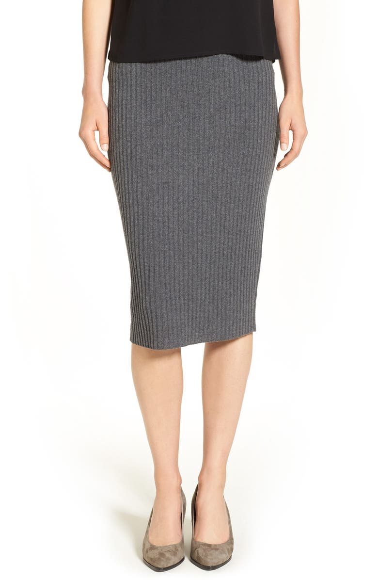 Eileen Fisher Ribbed Wool Knit Pencil Skirt | Nordstrom