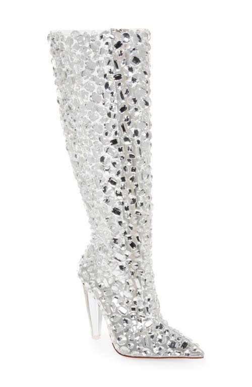 Honey Embellished Pointed Toe Boot in Silver