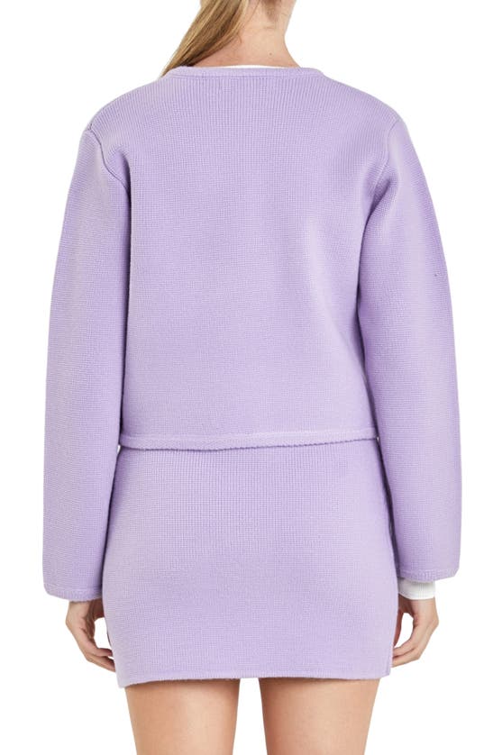 English Factory Crop Knit Cardigan In Lilac