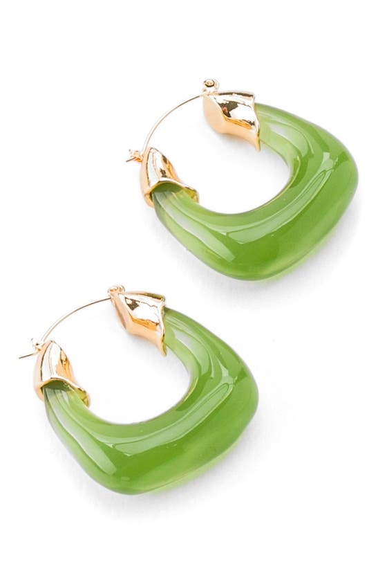 Nakamol Chicago Resin Hoop Earrings In Green Gold