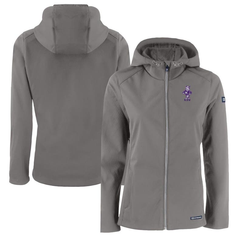 Shop Cutter & Buck Gray Kansas State Wildcats Vault Evoke Eco Softshell Recycled Full-zip Hooded Jacket