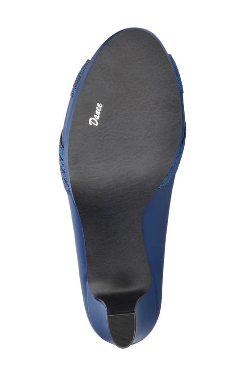 Shop Easy Street Lavish Peep Toe Pump In Navy Satin