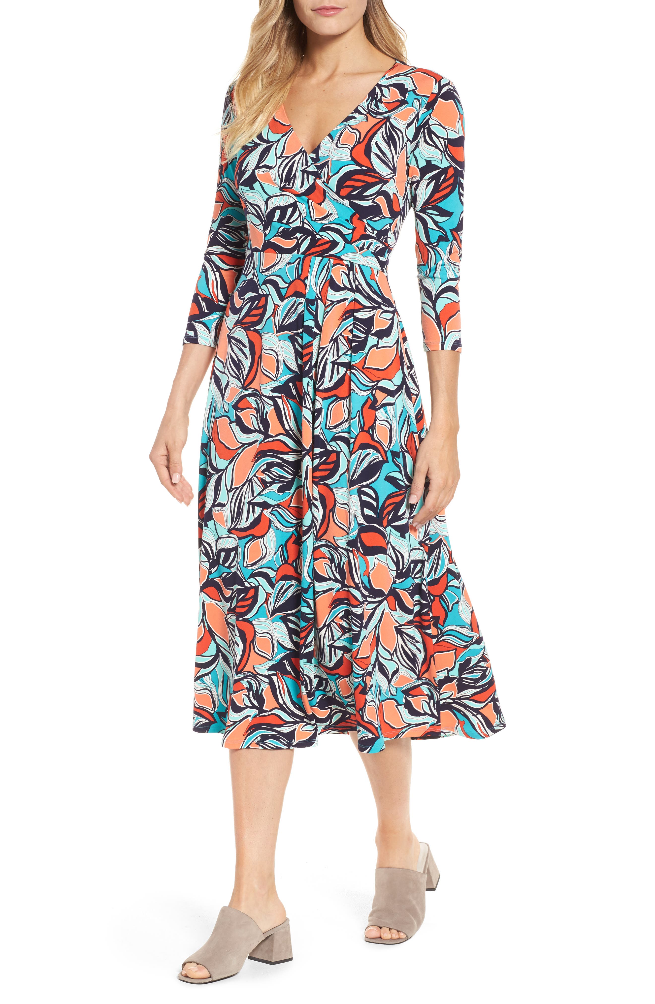 Chaus Floral Faux Wrap Midi Dress Nordstrom