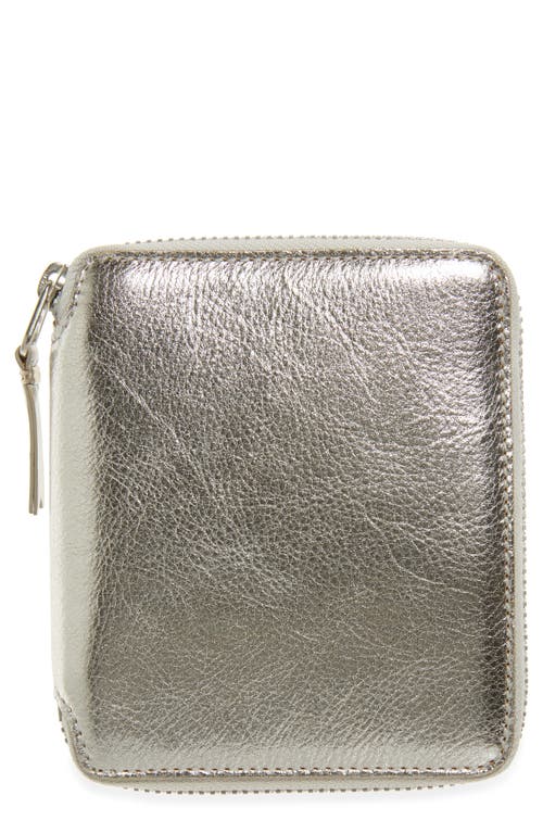 Metallic Leather Wallet in Silver