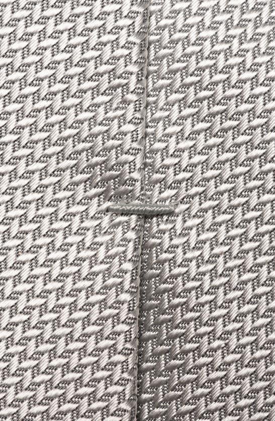 Shop Eton Solid Herringbone Silk Tie In Silver