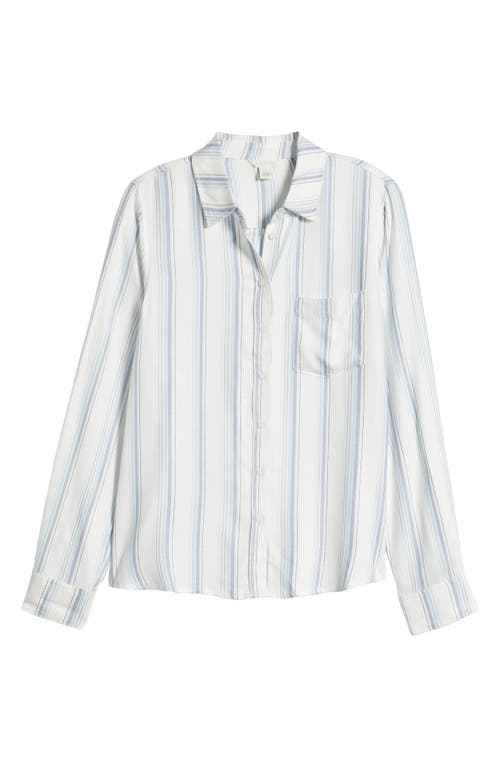 Shop Caslonr Caslon(r) Plaid Flannel Button-up Shirt In Ivory- Blue Nicole Stripe