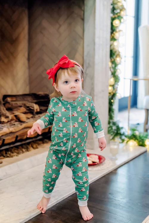 Lila And Hayes Parker Zipper Pajama In Santa's Helper