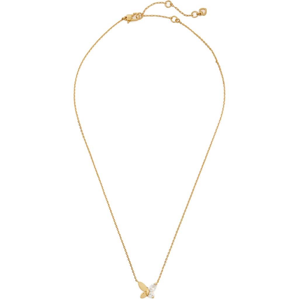 Shop Kate Spade New York Mini Butterfly Pendant Necklace In Clear/gold