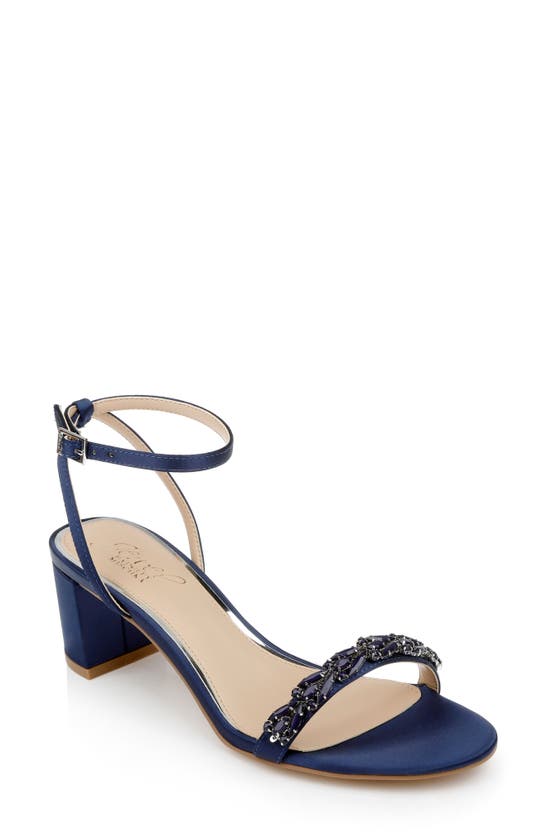 Jewel Badgley Mischka Danni Evening Sandals Women's Shoes In Navy Satin ...